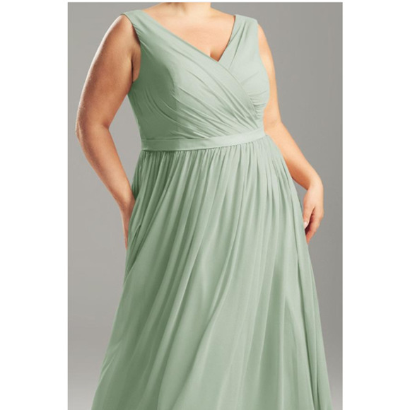 AW BRIDAL 14 1X plus sage green Gwyneth wedding bridesmaid maxi dress new B142 - Picture 1 of 9